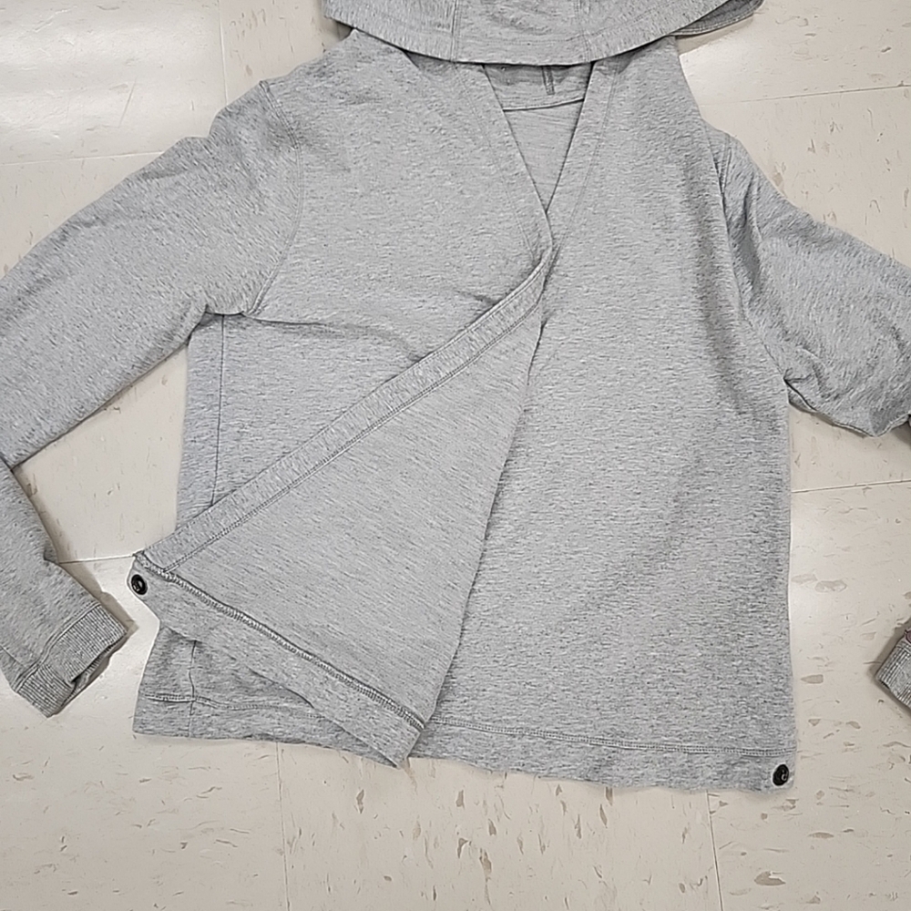 Calia Gray Button Snap V-Neck Hooded Wrap Long-sleeve Stretch Athleisure Medium - Picture 2 of 5